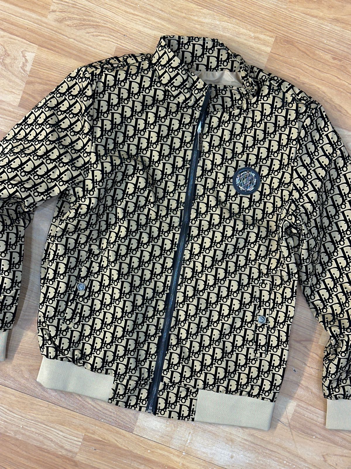 Oid Cream Beige Black Print Colour Imported Quality Jacket 988131