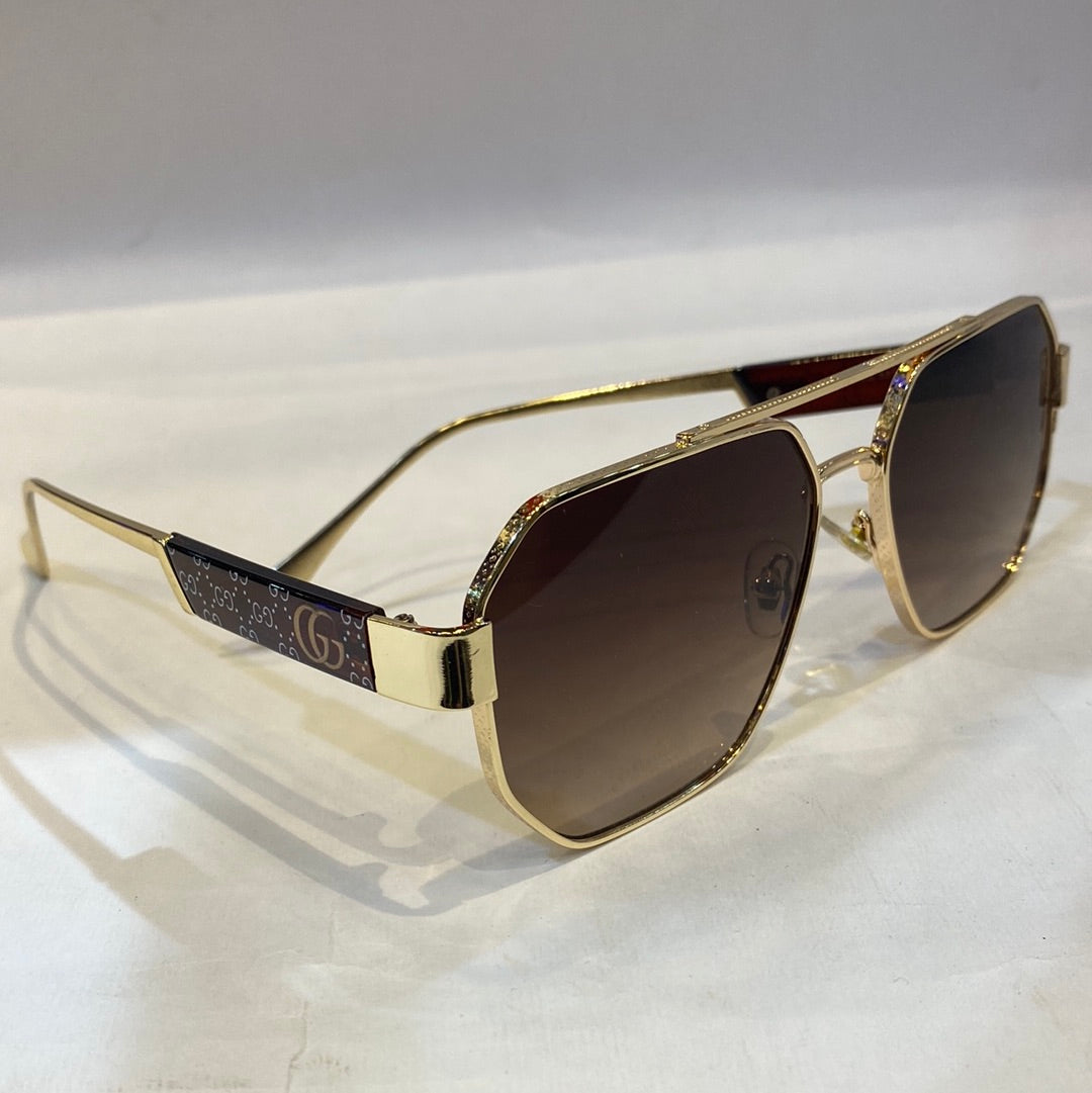 CUG Golden Frame Brown Shade Sunglass YH063 53 16-141