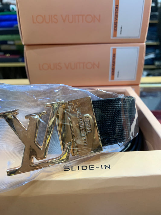UOL LOU Golden Buckle Black Brown Double Side Strap Unisex Belt 989889