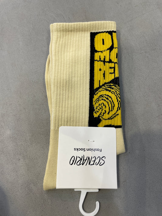 Scenario Cream Colour One More Rep Print Premium Quality Full Socks 991189