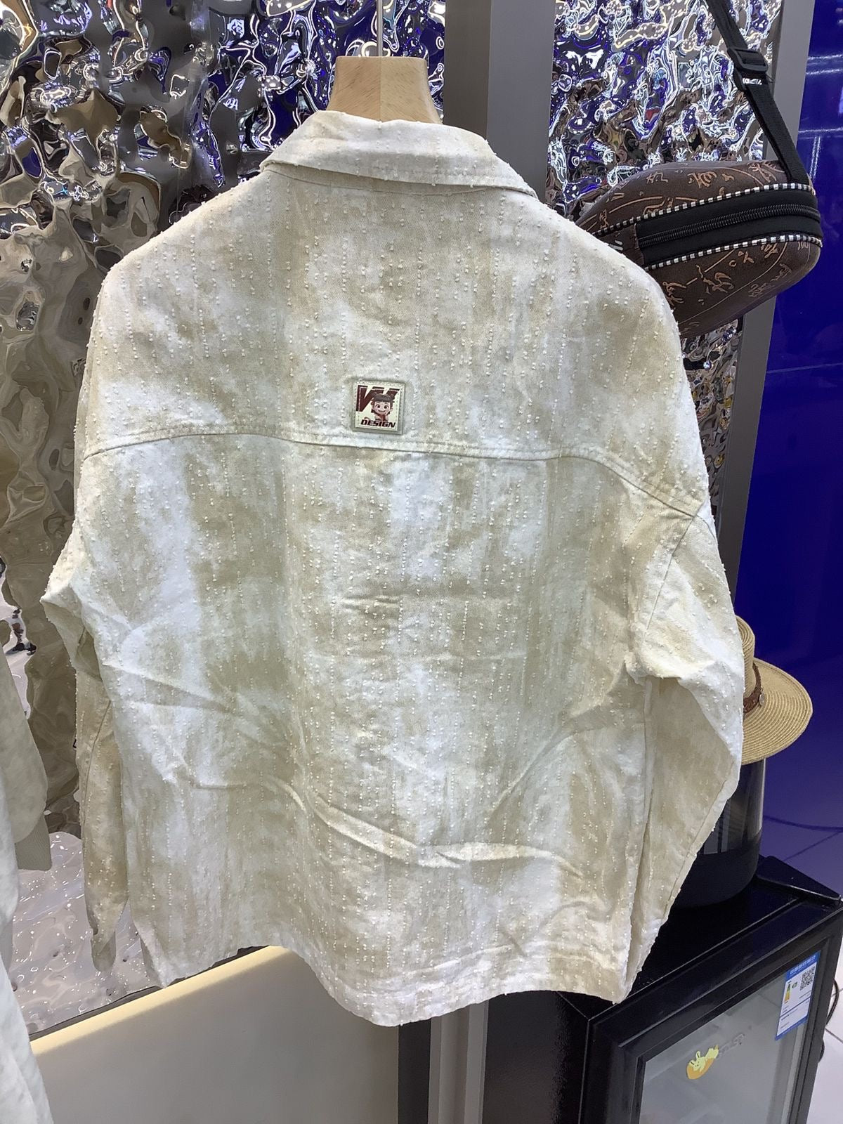 DESIGN White Cream Yellow Denim Rugged Design Premium Quality Oversized Men’s Jacket 8916