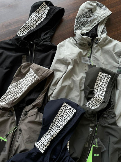 SOB GUH Navy Blue Colour With Hood Print Premium Quality windcheater Zipper Jacket 28058