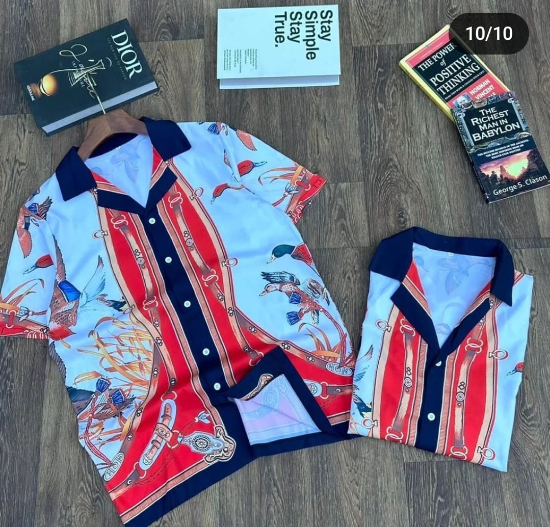 White Red Blue Colour Printed Premium Quality Half Sleeve Shirt 2808