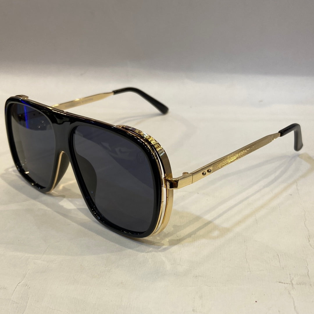 MAH Golden Black Frame Black Shade Sunglass 2672 58 16-141