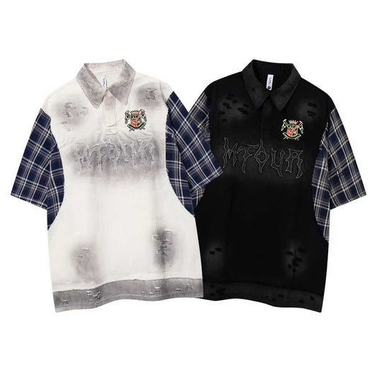 M Four Black Blue Colour Rugged Style Half Sleeve Imported Collar T-Shirt 26SS-038-1