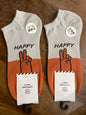 Yplrf Grey Orange Colour Happy Print Premium Quality Ankle Socks 991282