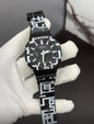 Hsg Black White Silicone Strap Black White Print Dial Water resistant Sports Men Watch 989495