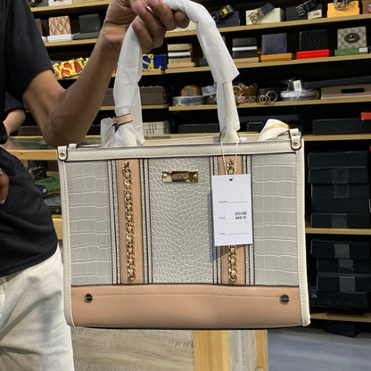 ALD DLA White Black and Snake Print Premium Quality Ladies Tote Hand Bag G-99