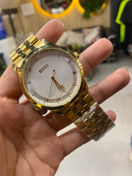 SOB BOS White Dial Gold Chain Date Working Men’s Watch 990692