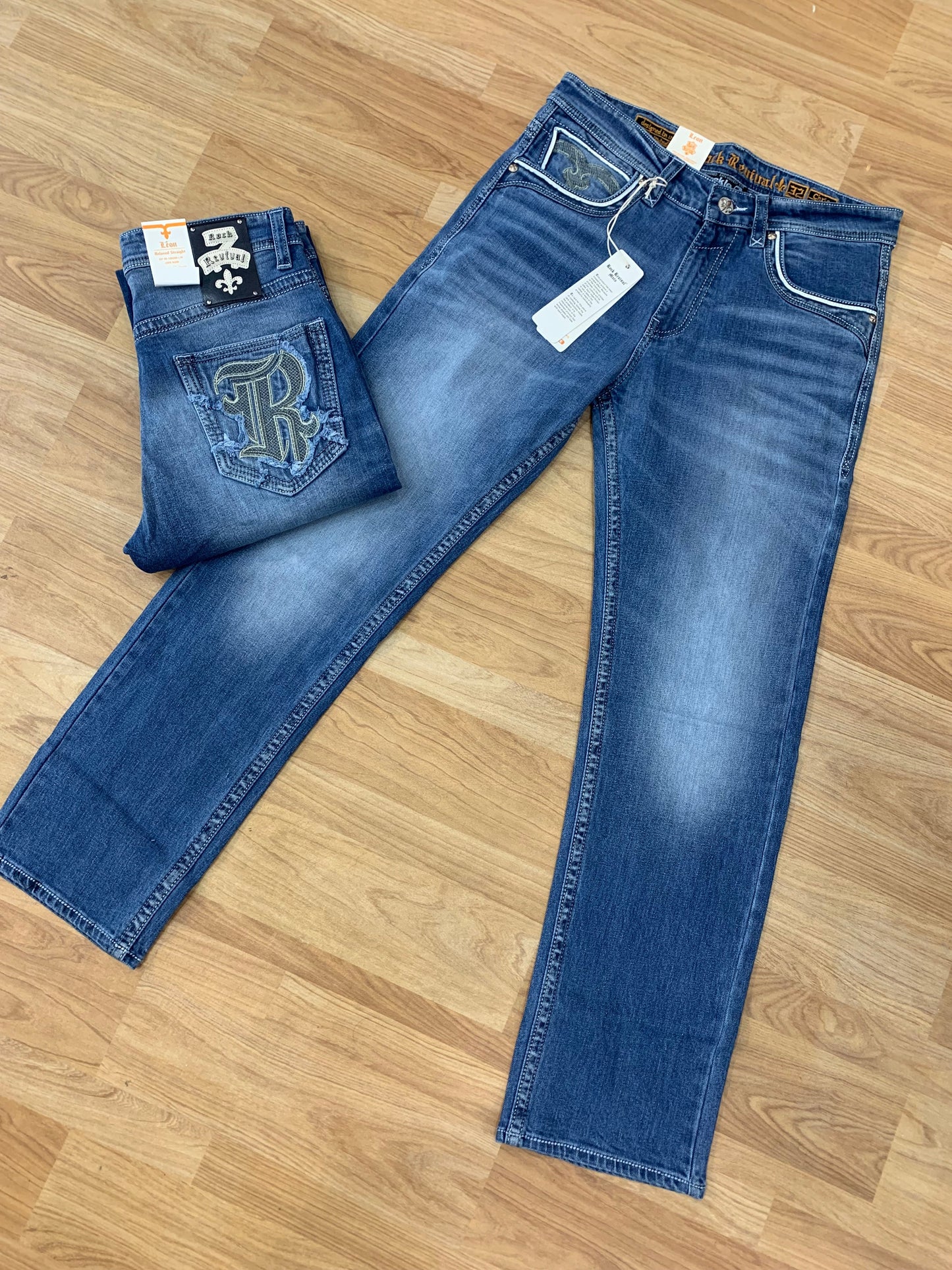 ROCK Sky Blue Colour Back Pocket Embroidery Regular Fit Jeans 86856