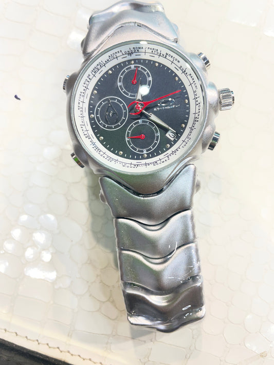 KAO OAK Silver Chain Black Dial Premium Quality Men’s Watch 990926