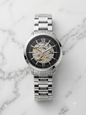 SOF FOS Silver Chain Black Dial Automatic Men’s Watch 991456
