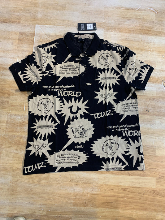 URT Black Beige Print Collar Premium Quality Men’s Polo T Shirt
