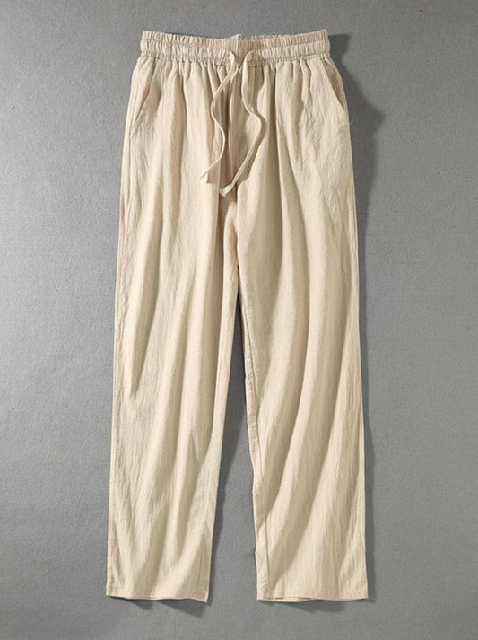 Dressmann Beige Colour Regular Fit Premium Quality Unisex Linen Pant 990478