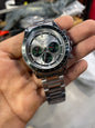 NOL LON Silver Chain With Green And Silver Dial Chronograph Automatic Premium Mens Watch 990691