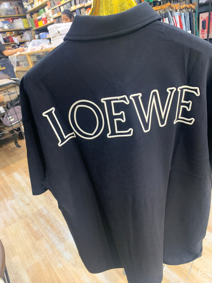 EOL Tshirt Polo Neck Black Drop Shoulder 88002