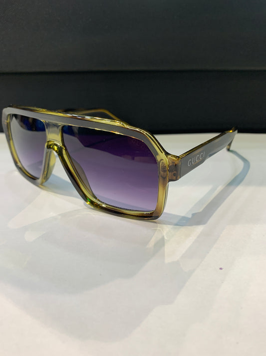 CUG Brown Leopard Print Frame Green Shade Premium Quality Unisex Sunglass 97009 58 17-150 C8