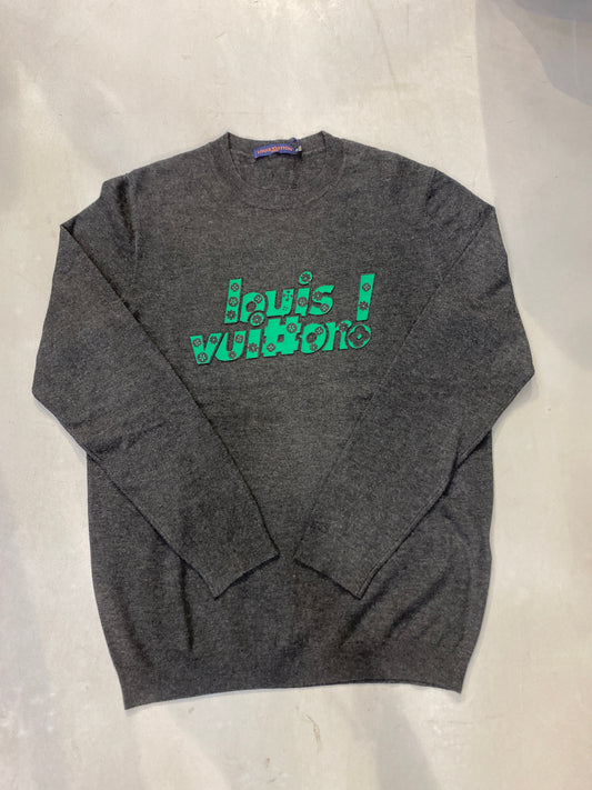 UOL Imported Sweater Dark Grey Colour With Green Colour LV Printed 989930