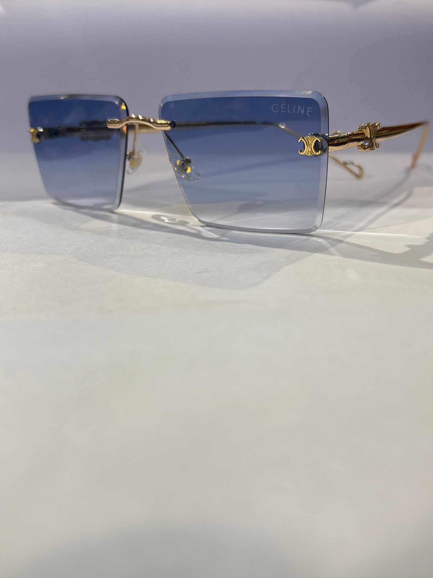 Lec Gold Frame Blue Shade Unisex Sunglass 98264 58 18 140