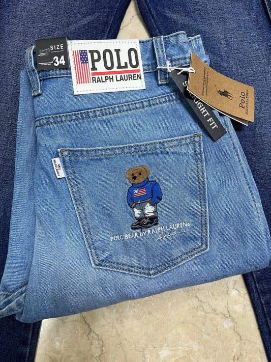 LOP Sky Blue With Back Pocket Embroidery Whit Double Pocket Looser Fir Straight Fit Jeans 19318