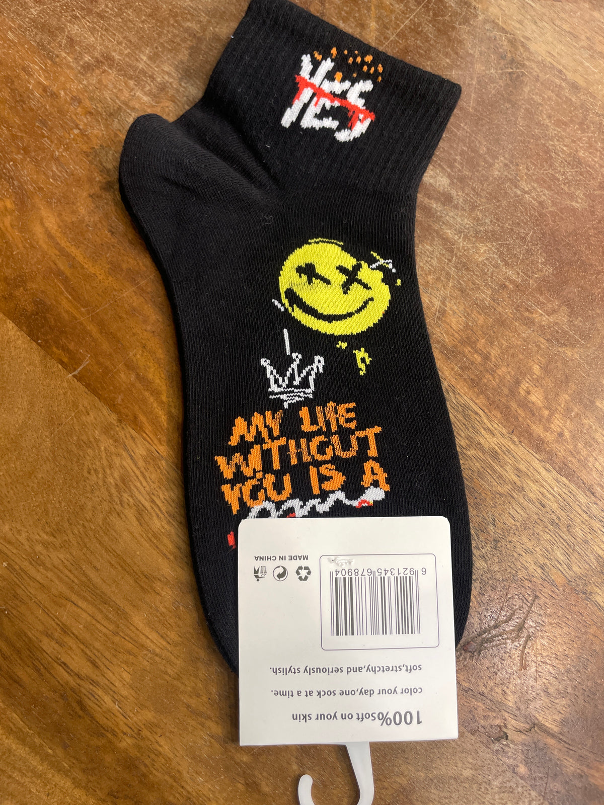 Scenario Black Colour Yes Print Premium Quality Ankle Socks 991291