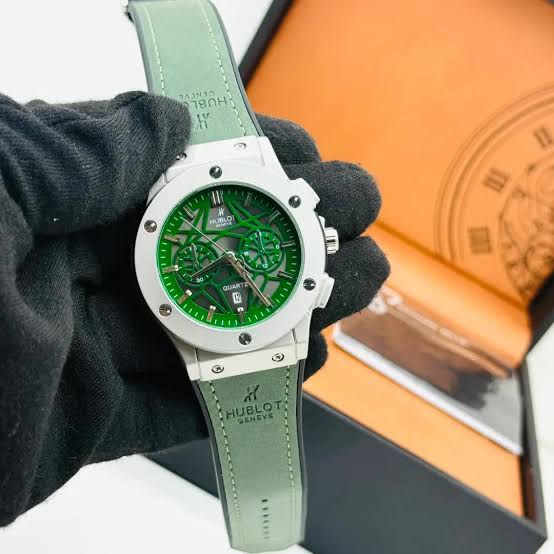 BUH HUB Olive Green Strap Silver Ring Green Dial Men’s Watch 991398