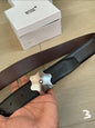 NOM MON Silver Buckle Brown Black Double Side Strap Men’s Belt 991369