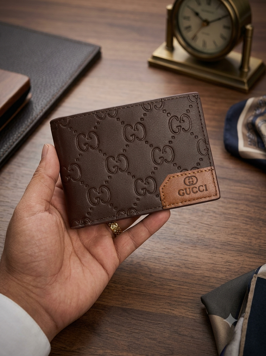 CUG GUC Brown Colour GG Print Italian Leather Imported Men’s Wallet 991345