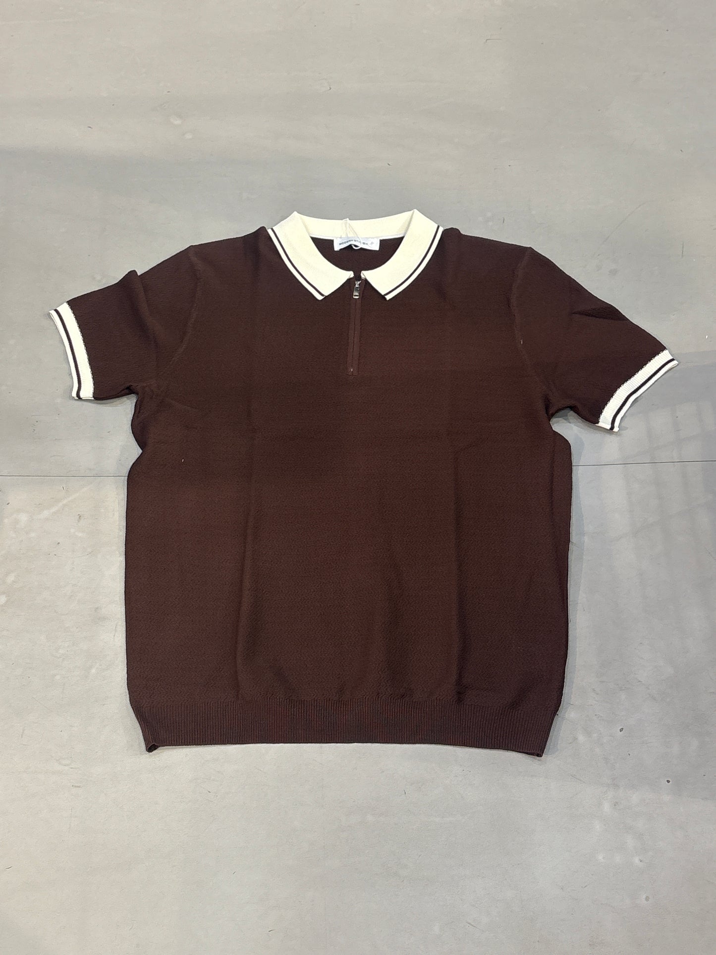 Modern Stylish Brown Colour Cream Coller knitted Tshirt 7003