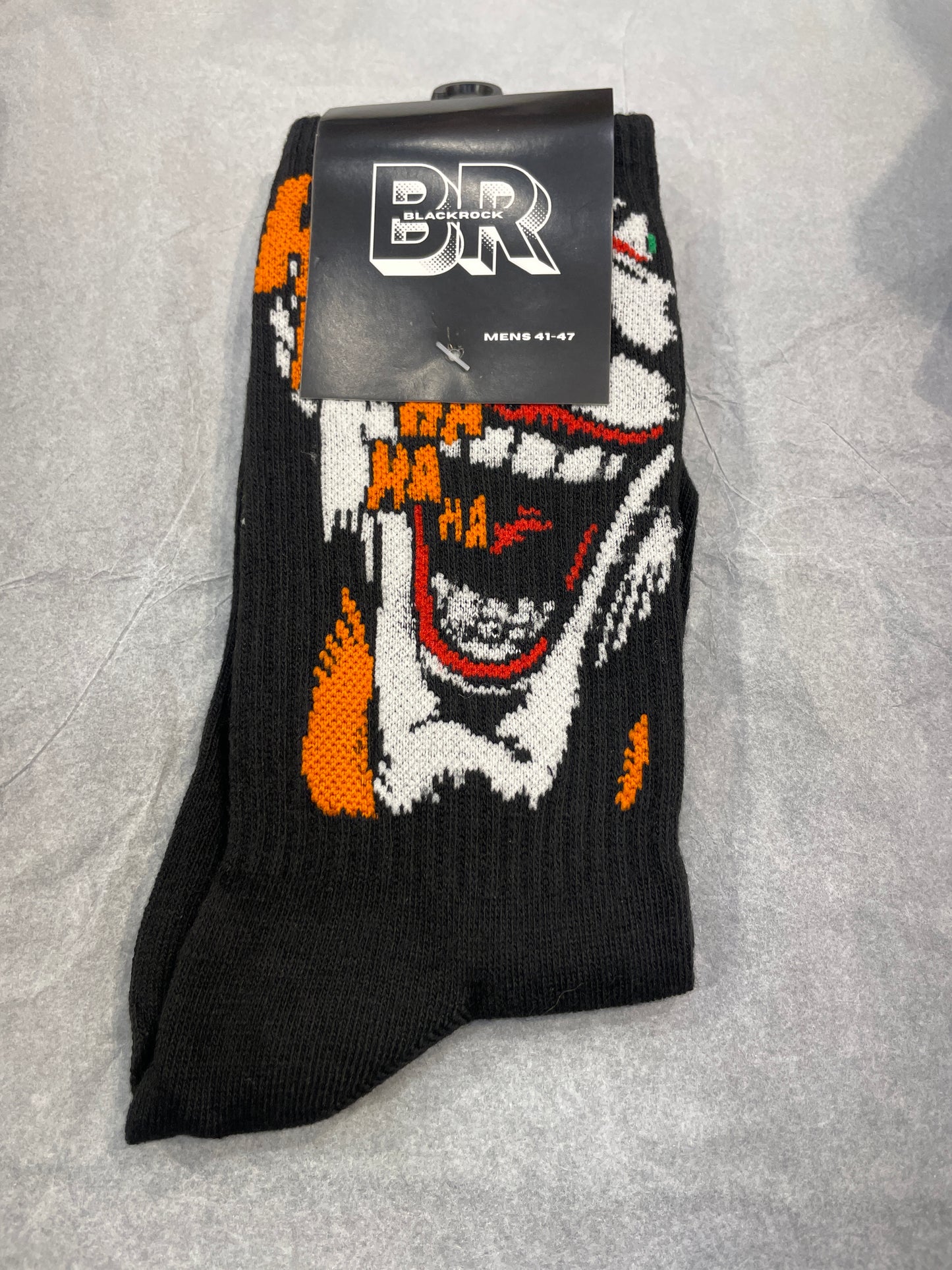 BR Black Colour Orange Red White Print Premium Quality Full Socks 990752
