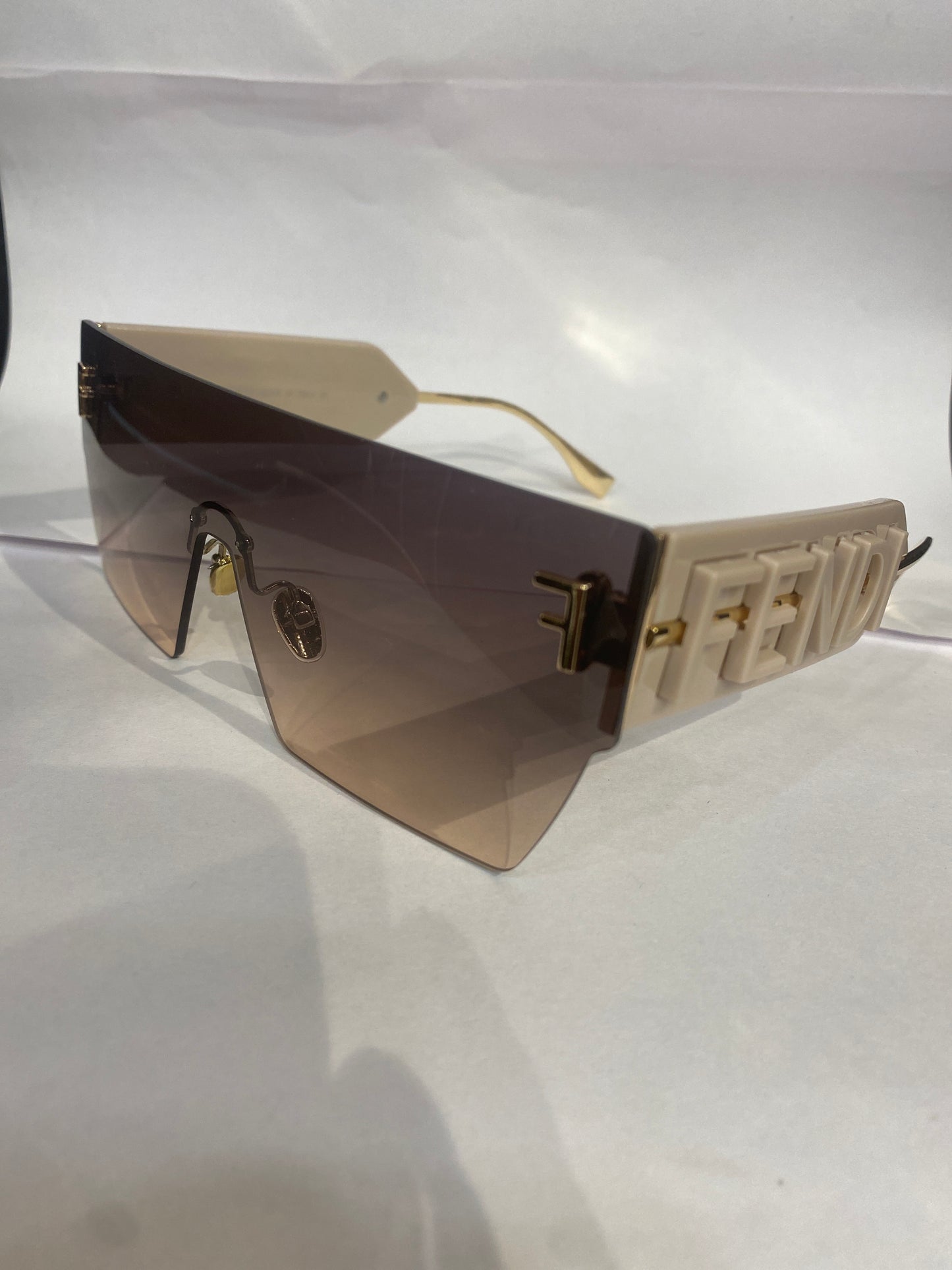 NEF Golden Stike Peach Frame Brown Shade Unisex Sunglasses F35111 58 20 145