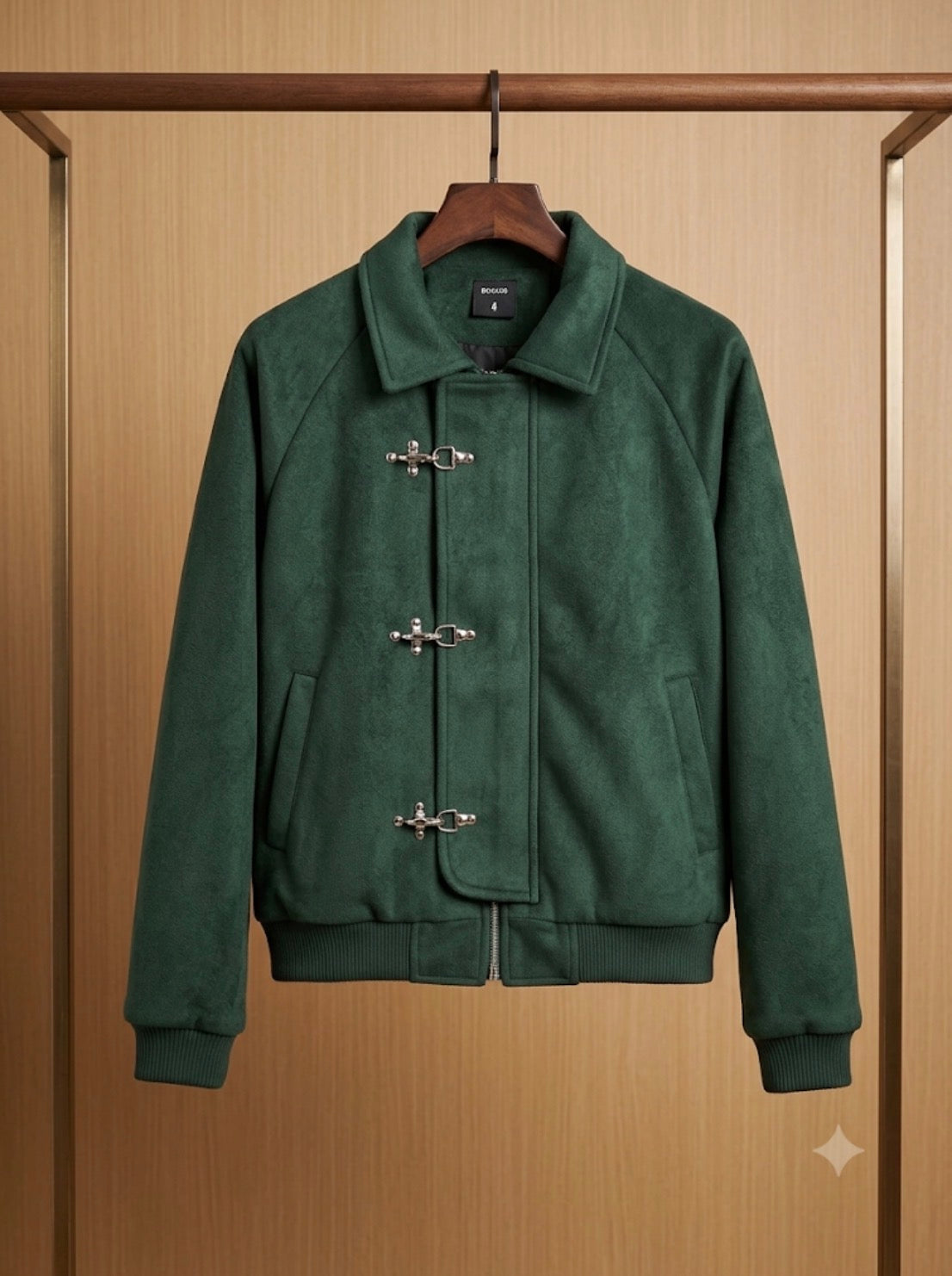 DONGYE Green Colour Suede Fabric Hook Style Premium Quality Unisex Imported Jacket 2818-A
