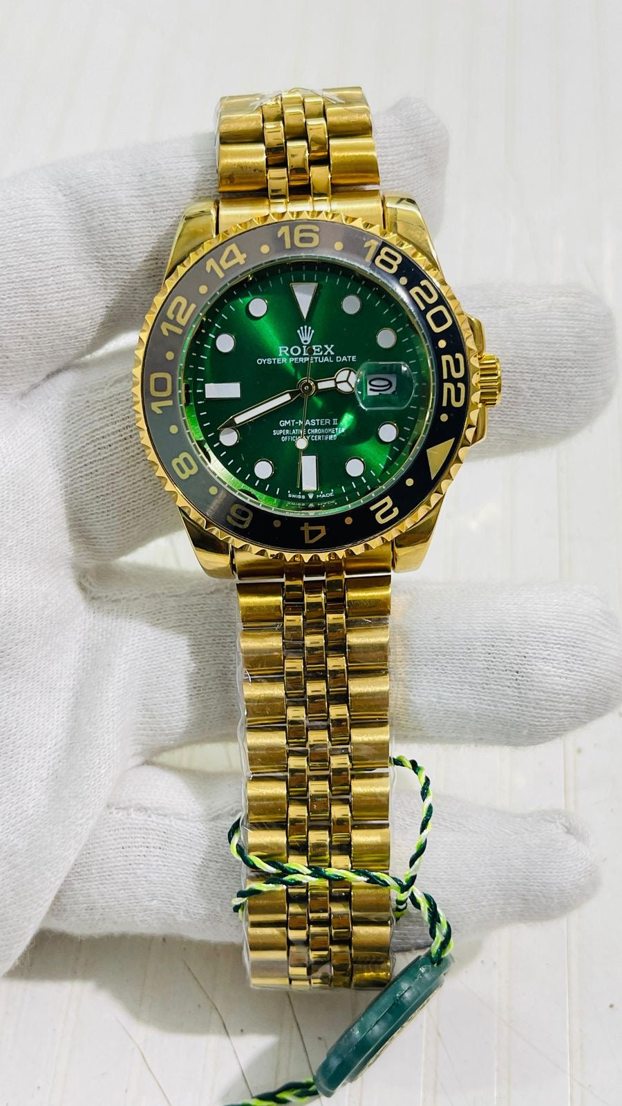 Lor Gold Chain Black Ring Green Dial Men’s Watch 989086