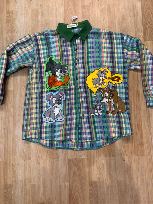 Maxsoul Shirt Embroidered Dog print Multiple Colour 2487
