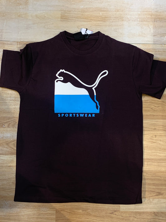 MUP PUM Purple Brown Colour White Sky Print Regular Fit Unisex T Shirt H90020