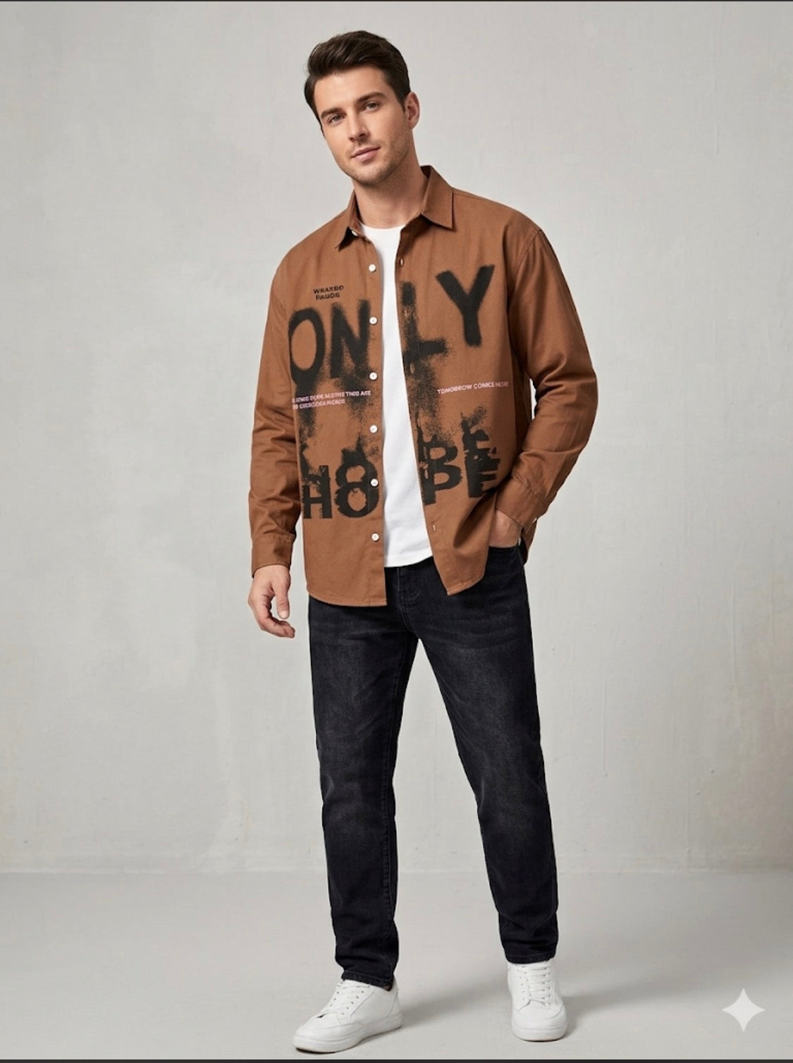 Ciwei .Studio Brown Colour Black Pink  Print Full Sleeve Imported Men’s Shirt D108