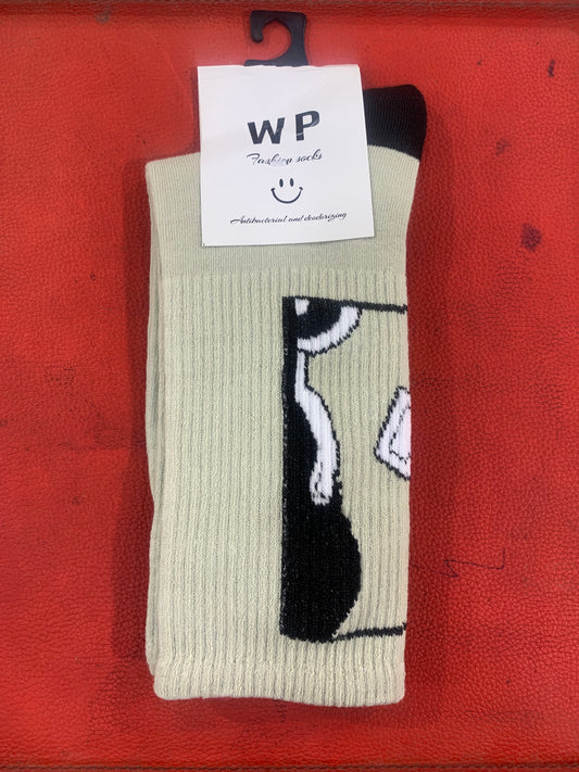 WP Green And Black Colour With Black Print Premium Quality Full Socks 990051