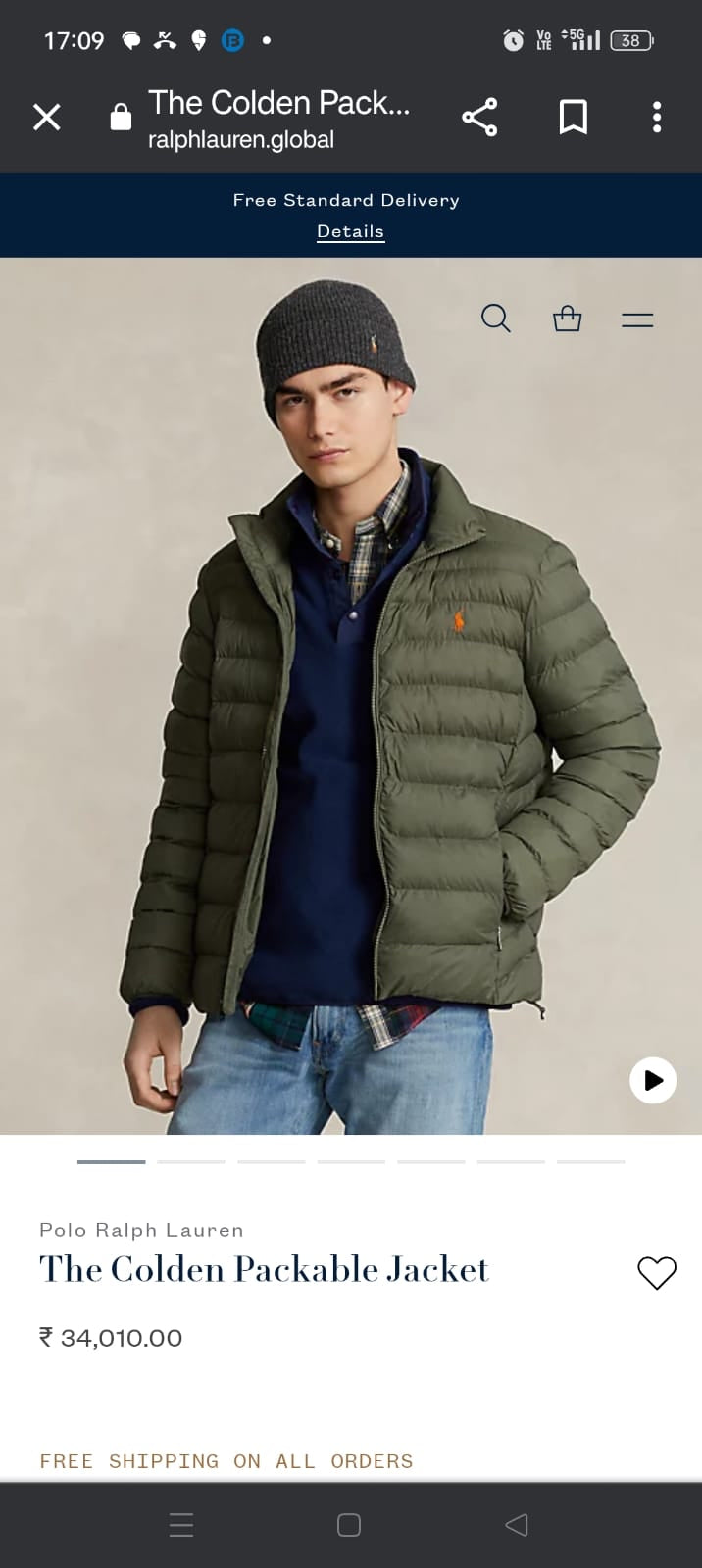 LOP Lite Green Colour Front Logo Embroidery Puffer Zipper Jacket 78911