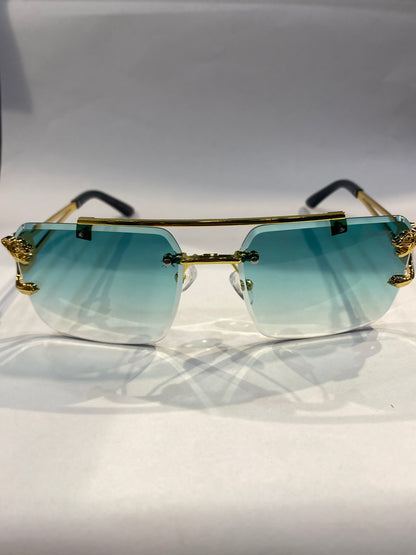 RAC Frameless Golden Black Stick Green Shade Sunglass SUN 007