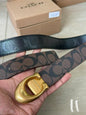 AOC COA Golden Buckle Brown Double Side Strap Men’s Belt 991363