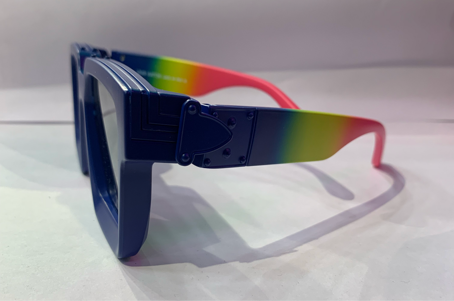 UOL Matt Blue Frame Trancy Black Shade Multi Colour Stick Unisex Sunglasses 86229A 57 20-135