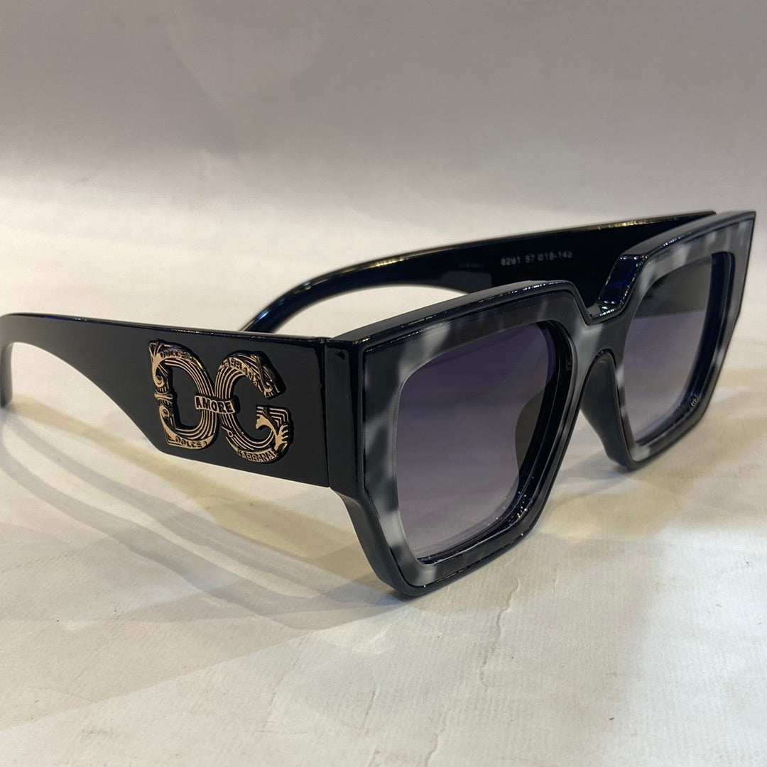 LOD DG White Black Leopard Frame Black Shade Sunglass 8291 57 18-142