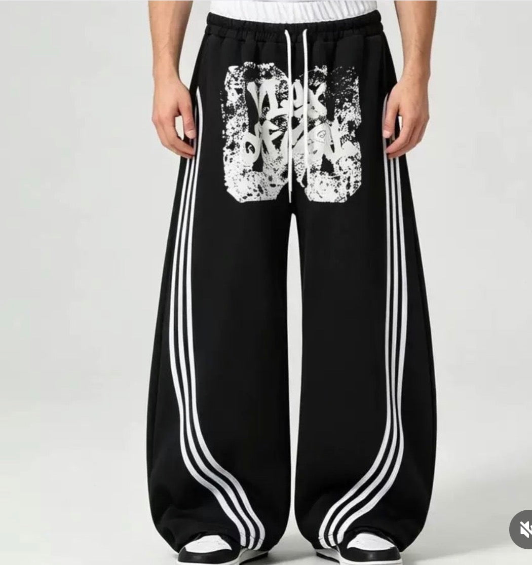 Cocaikw Black Colour Official Print  White Strap Premium Quality Imported Baggy Fit Lower 3277