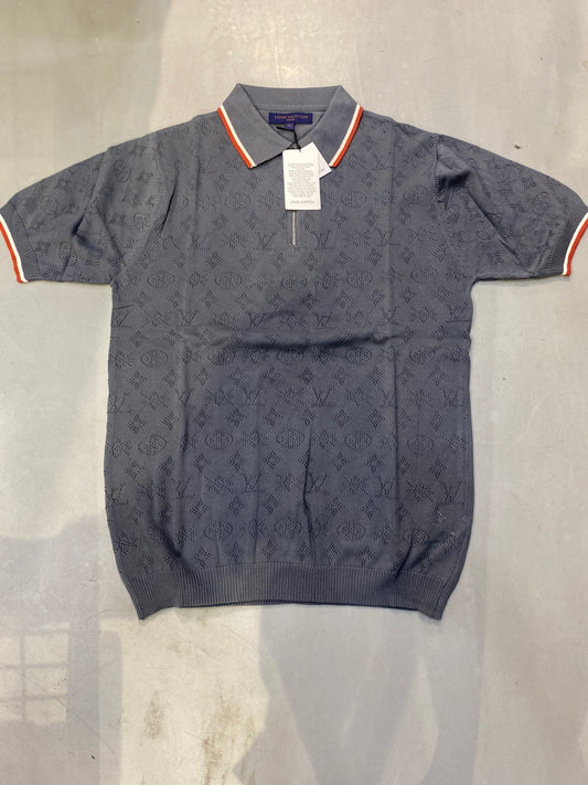 UOL Dark Grey Colour Korean Style knitted Premium Quality Collar T-Shirt 989881