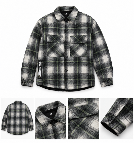 SHANG SHU White Black Green  Check Front Pocket Design Premium Quality Unisex Jacket FY9901