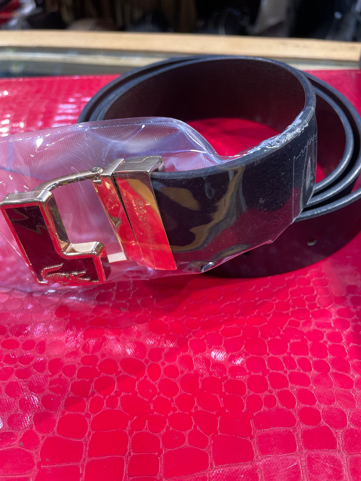 CAL LAC Black Dark Brown Reversible Strap Golden Black Buckle Men’s Belt 989906