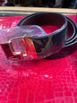 CAL LAC Black Dark Brown Reversible Strap Golden Black Buckle Men’s Belt 989906