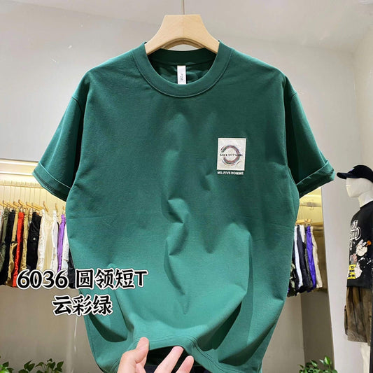 P2M Green Colour With Front Print Premium Quality Tshirt 6036