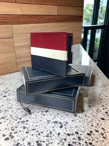 Tom Mot  Blue White Red Colour Genuine Leather Wallet  800542