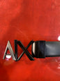 Mra AIX Silver Black Logo Buckle Leather Surplus Men’s Belts 989240